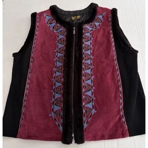 Bob Mackie Wearable Art Black Fleece Embroidered Detail Colorful Size XL/XXL